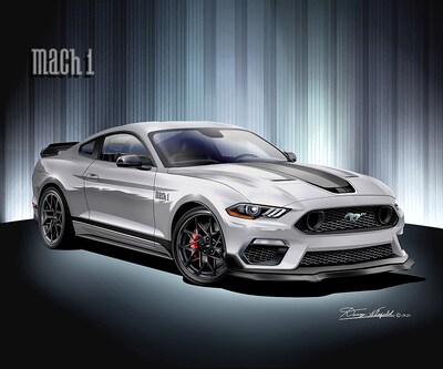 2023 Mustang Car Art Prints by Danny Whitfield | MACH 1 - Iconic Silver | Car Enthusiast Wall Art - image1